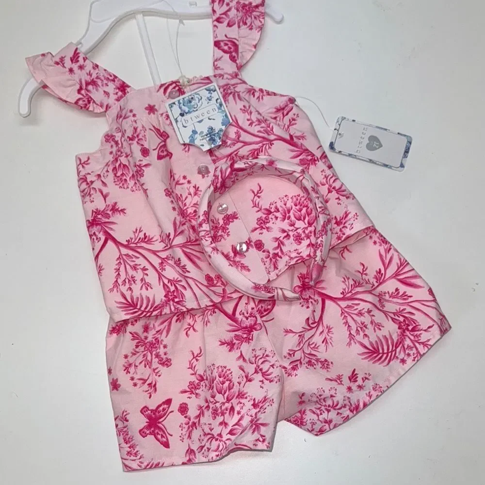 đ„btween PinkâFloral Kids Matching Set girls Sz 2T New - Picture 1 of 4